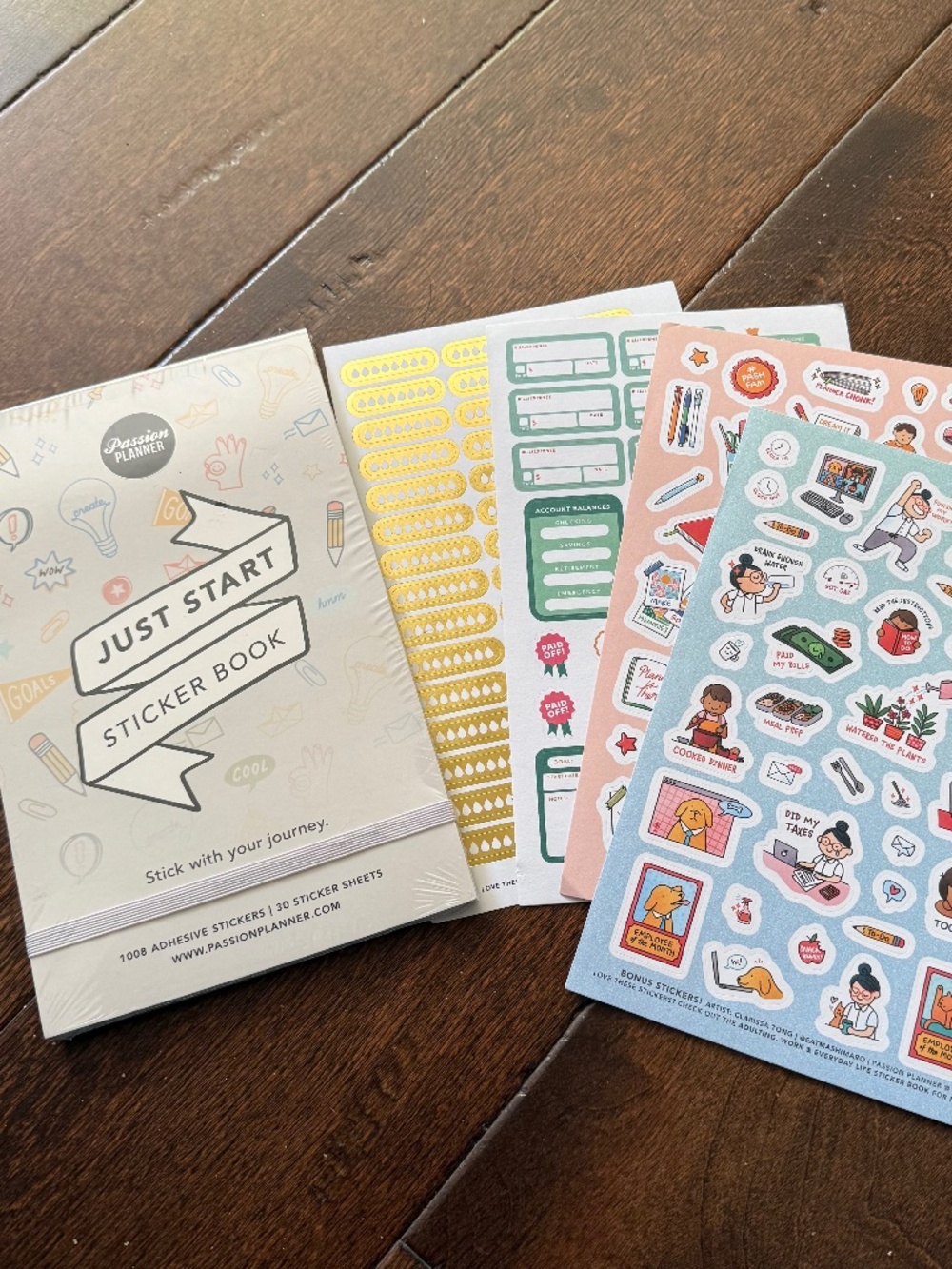 Passion Planner sticker book with additional sticker pages